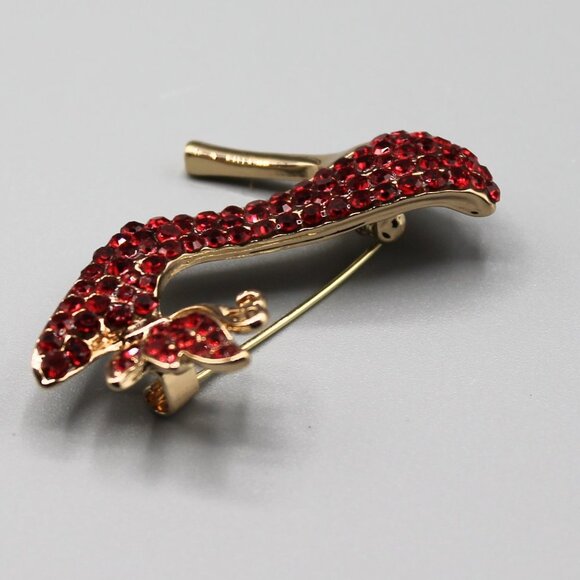 Heels shoes sexy jewelry brooch pin fashion gold tone red new adorable elegant - Picture 8 of 12